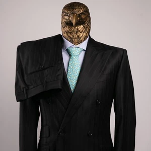 Neu mit Etikett $ 3250 Patrick Hellmann zweireihiger gestreifter Anzug Midnight 40US/50IT LANG - Bild 1 von 21