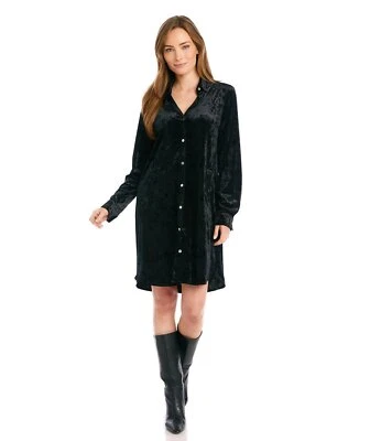 NUEVO VESTIDO CAMISERO KAREN KANE TERCIOPELO NEGRO TALLA XL $168 Foto 1 de 3