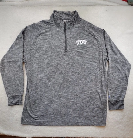 TCU Horned Frogs Champion Authentic Pullover Large Lightweight 1/4 Zip Gray EUC Cover