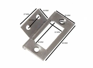 Flush Hinge Cabinet Cupboard BBZP Zinc Plated Steel 50mm + Screws 6 Pairs - Picture 1 of 1