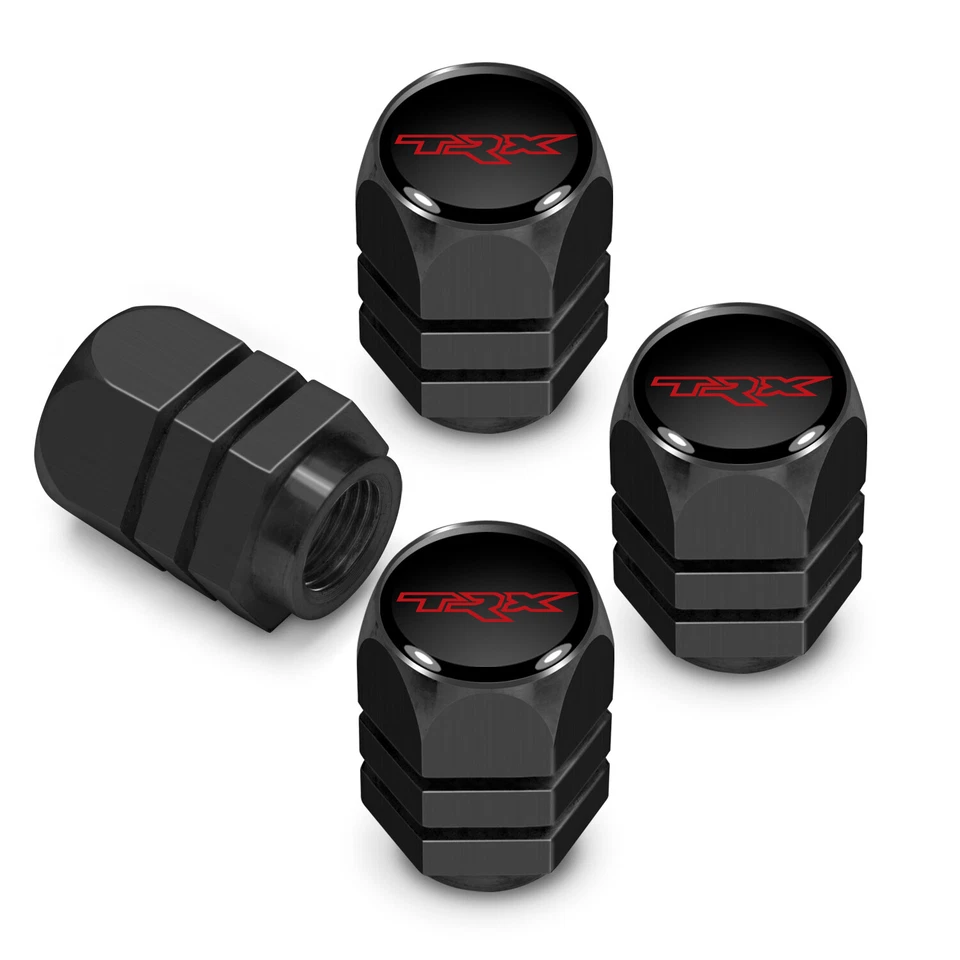 Tapas de vástago de válvula de neumático de aluminio hexagonal negro sobre negro RAM 1500 TRX Foto 1 de 4