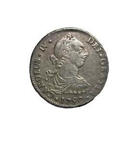 1790-PR POTOSI CARLOS IV SILVER 2 REALES KM-62, 27MM - Picture 1 of 5