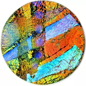 "Samantha 27mm x 27mm" Unique Individual Hand Made Dichroic Glass Cabochon RELEI - Picture 1 of 1