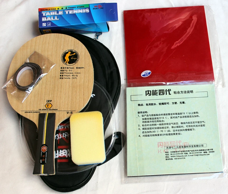 729 Aramid Carbon V-6 + 2x 729-40H (Japan) Custom-made Table Tennis Bat, Aussie Foto 1 de 1