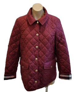 BURBERRY LONDON Burgundy Westbridge Diamond Quilted Jacket - Size Medium - Picture 1 of 14