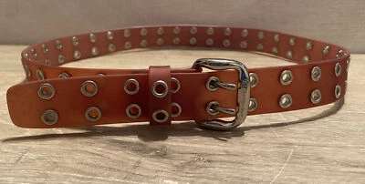 Calvin klein Jeans XL Dual Drong Grommet Belt Red/Brown Silver Tone Buckle - Image 1 of 4