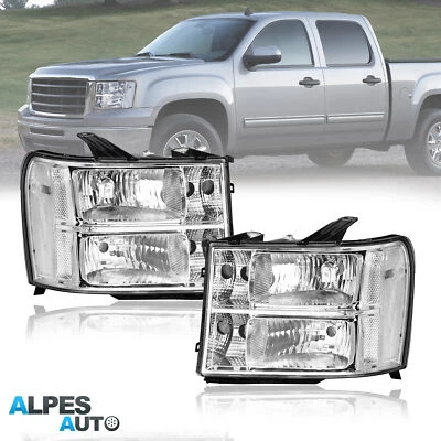 2PCS Headlights Front Lamp For 2007-2013 GMC Sierra 1500 2007-2014 2500HD 3500HD - Image 1 of 4