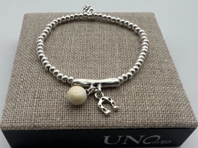 NUEVO Uno de 50 SER FASCINANTE Pulsera Plata Herradura Marfil Cristal de Murano Mediano Foto 1 de 4