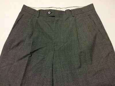 Calças masculinas sob medida Louis Raphael 36x30 preto e branco padrão quadrado nova sem etiquetas - Imagem 1 de 4