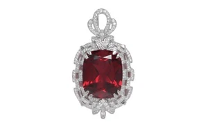 Cushion Lab Burma Ruby Designer Pendant 925 Fine Silver Red Carpet Luxe Jewelry - Picture 1 of 3