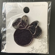 Loungefly Disney Minnie Mouse Black Glitter Bow Enamel Pin New