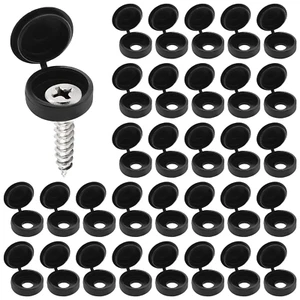 Black Screw Caps w/ Flip Tops Hinged Covers for Phillips Screws Waterproof 50pcs - Picture 1 of 11