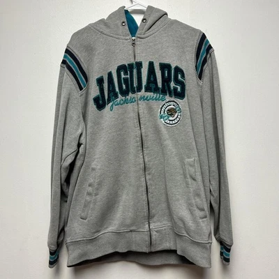 Moletom com capuz vintage jacksonville jaguars cinza e azul tamanho 2x - Imagem 1 de 4
