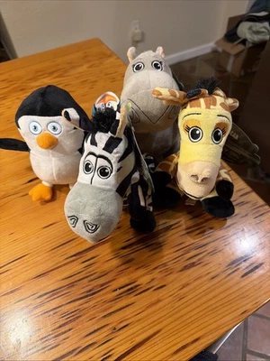 Set of 4 Madagascar Plush Toys 7 inch each . Official. New with tags - Image 1 of 4