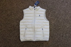 New Polo Ralph Lauren Boy's Down Full Zip Vest - MEDIUM (10-12) - Light Gray - Picture 1 of 6