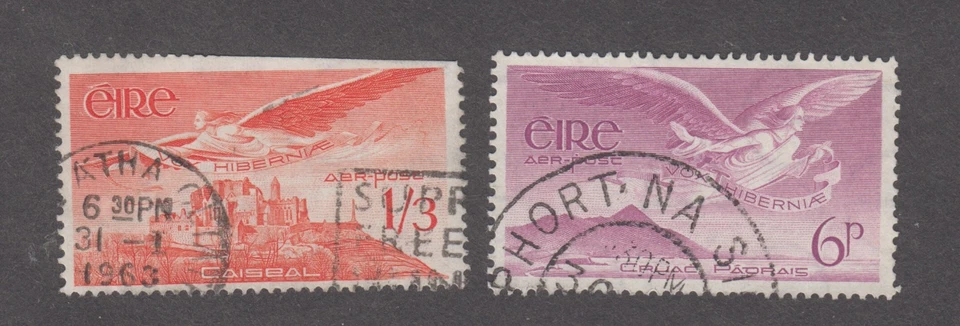 IRLANDA 1954. Angel Victor over Rock of Cashel & Croagh Patrick SC# C3, C6. Usado Foto 1 de 1