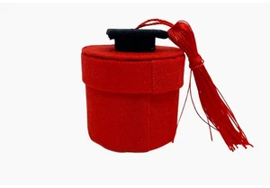 Bomboniera portaconfetti Laurea scatola in tessuto rosso per confetti​ - Foto 1 di 3