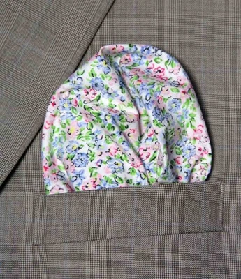 Gascoigne Hand Stitched Cotton Pocket Square Floral Cotton Men's - Image 1 of 4