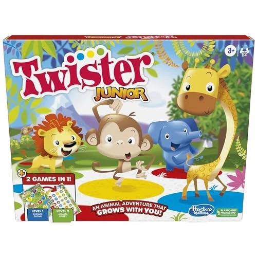 Hasbro Gaming Twister Junior Game, Animal Adventure 2-Sided Mat, 2 Games in 1, - Image 1 of 1