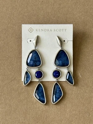 Pendientes Kendra Scott Margot Tono Plata Piedra Azul - Nuevos con Defecto Foto 1 de 4