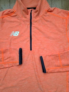 New Balance NB Mens Size M  Dry 1/4 Zip Lightweight Orange Long Sleeve Running - Picture 1 of 5