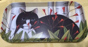 Vintage 1996 Melamin Katzentablett vom Künstler Jackson Dil Hergestellt in Italien 6"x11" EUC - Bild 1 von 4