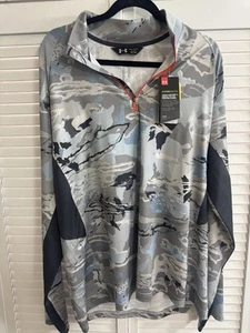 Under Armour Pullover Mens X-Large Gray Black Camo Shirt Jacket Quarter Zip - Picture 1 of 7
