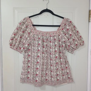Max Studio London Floral Peasant Blouse Size M Cotton Blend Bohemia Preppy - Picture 1 of 9