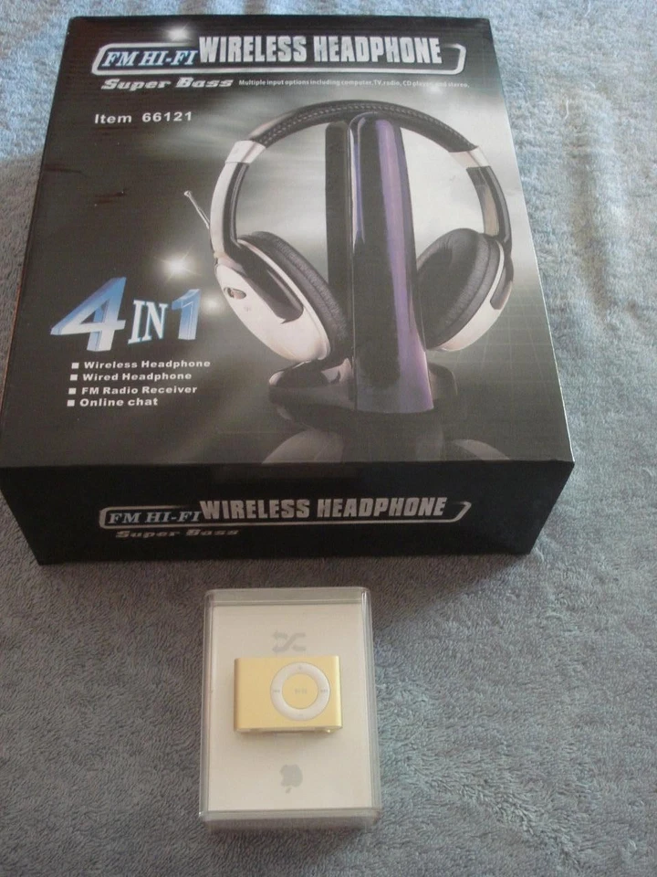 NUEVOS AURICULARES INALÁMBRICOS 4 en 1 FM HI-FI Y NUEVOS APPLE IPOD SHUFFLE 1 GB - Imagen 1 de 4