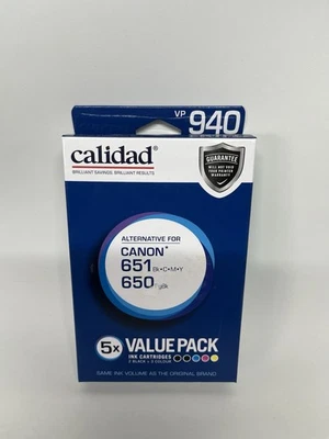 Calidad VPH2 940 Alt Canon 651XL 650XL 5x Value Pack Ink Cartridges New  - Image 1 of 3