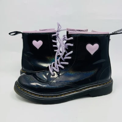 Botas con cordones Doc Martens Youth talla 4 1460 Shimmer Heart negras moradas Foto 1 de 4