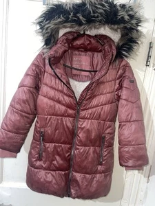 Next girls fur hooded coat 7 years in great condition/water proof/wind proof - Picture 1 of 8
