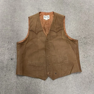 Scully Leather Vest Mens Size 48 Tan Button Up Western - Image 1 of 4