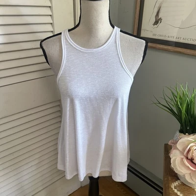 Camiseta sin mangas Free People para mujer pequeña blanca espalda deportiva acanalada tejida informal boho chic Foto 1 de 4