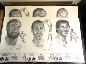 1985/86 Denver Nuggets 7-11 Oak Farms 6 11x17"  premiums Cooper Natt Lever Dunn - Picture 1 of 11