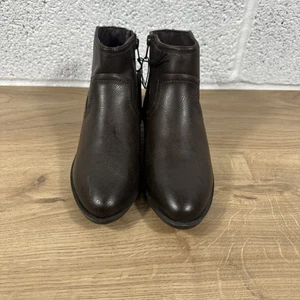 Mantaray Brown Ankle Boots Chelsea Low Heel Faux Leather UK 4 EU 37 - Picture 1 of 8