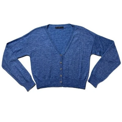 Peruvian Connection Chloe Blue Baby Alpaca Wool Crop Vneck Cardigan S - Image 1 of 4