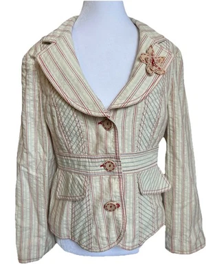 Blazer Nanette Lepore Peplum Años 90 10 Rayas Forradas EE. UU. Oficina Trabajo Ropa De Colección Foto 1 de 4