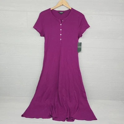 Lauren Ralph Lauren Purple Fit To Flare Shirt Dress Womens Size Large NWT - Image 1 of 4