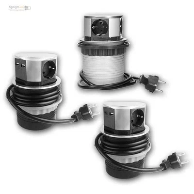 Tischsteckdose mit USB-C versenkbar Einbau-Steckdose Steckdosenleiste Edelstahl - Bild 1 von 4