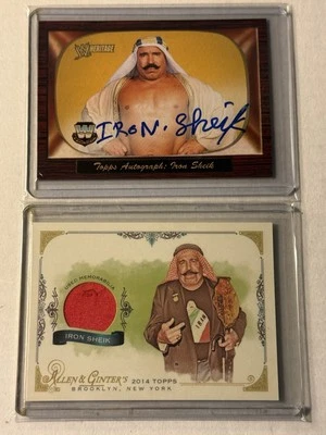 Tarjeta autógrafa Topps Heritage Iron Sheik 2005 + reliquia de Allen & Ginter 2014 WOW Foto 1 de 2