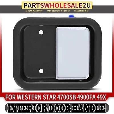 Manija de puerta interior del lado del conductor negra + cromada para Western Star 4700SB 49X 4900FA Foto 1 de 4
