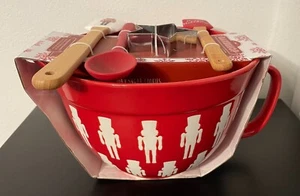 The Bake Shop 5pc Nutcracker Mixing Bowl Jug & Baking Utensil Christmas Set New - Picture 1 of 4