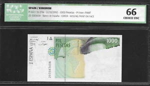 ERROR PAREJA CORRELATIVA FALTA IMPRESION ANVERSO 1000 PESETAS 1992 UNC SC SPAIN - Imagen 1 de 4