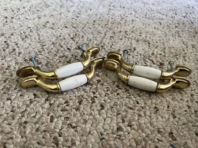 "8 manijas de gabinete Amerock vintage de cerámica blanca tono dorado centro de 3"" #63866" Foto 1 de 4