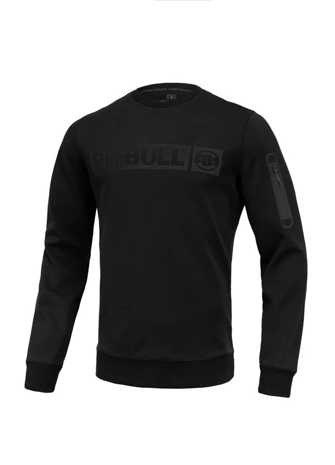 Sweat-shirt à col rond pour hommes PitBull BEYER en coton noir - Photo 1/4