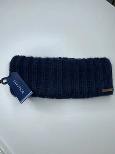 NWT Nautica Headband Winter Navy Women's Chunky Cable Fleece Ear Warmers OS NEW - Picture 1 of 3
