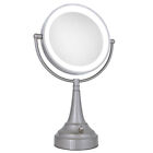 Zadro 10X / 1X LED Lighted Round Satin Nickel Vanity Magnifying Mirror