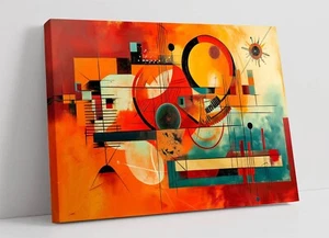 IMPRESIÓN DE IMAGEN ARTE DE PARED LIENZO DECORACIÓN DEL HOGAR ESTILO KANDINSKY ABSTRACTO AZUL NARANJA - Imagen 1 de 2