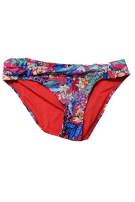 Parte inferior de bikini Kenneth Cole roja multirropical tendencias estampada pestaña lateral XL Foto 1 de 3
